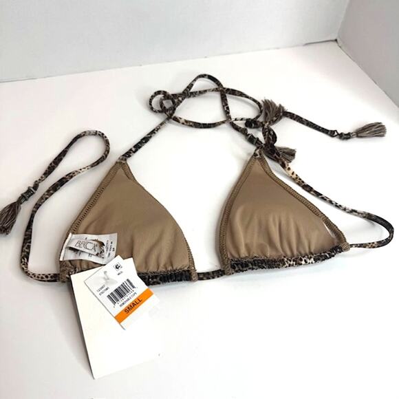 BECCA Women's Leopard Triangle Tassel Bikini Top, Swimwear Separates - Picture 7 of 13
